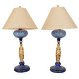 Pair of Napoleon III Neo-Egyptian Lamps